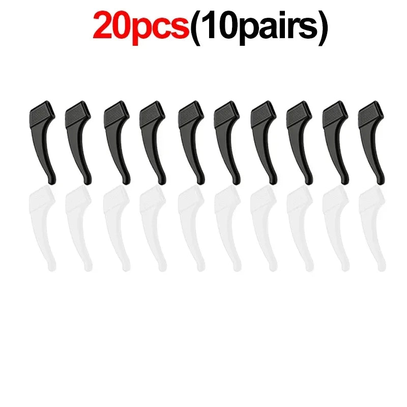 Silicone Anti-Slip Ear Hook Grips for Glasses & Sunglasses Eyewear Accessories PLUSH Black White 10pairs