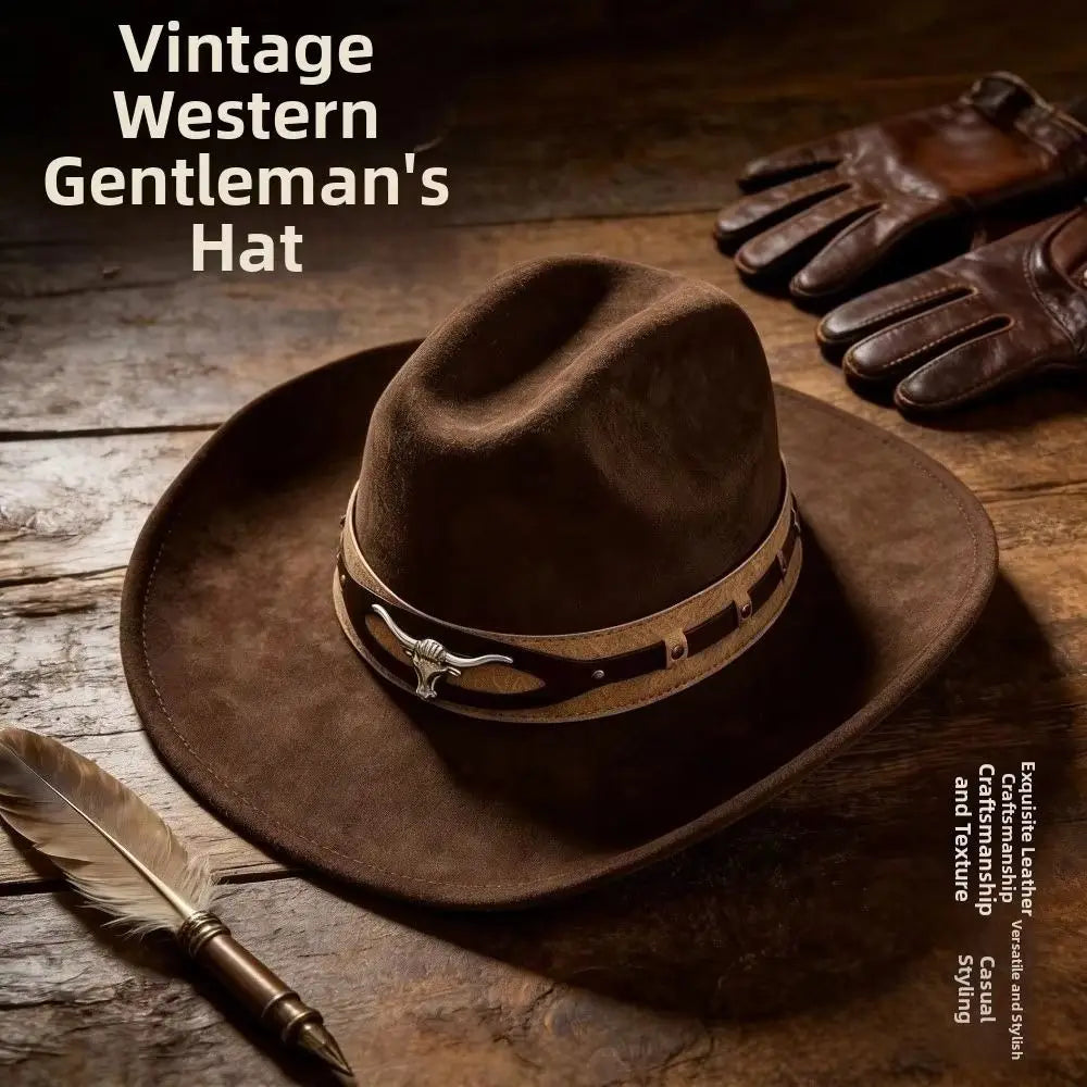Wide Brim Fedora Hat – Boho Western Cowboy Panama Style Wide Brim Fedora Hat PLUSH