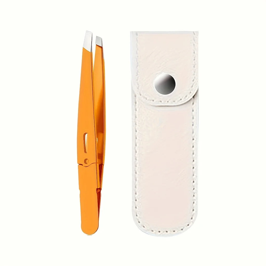 Ouriner Precision Slant Tip Eyebrow Tweezers with Case Eyebrow Tweezers PLUSH
