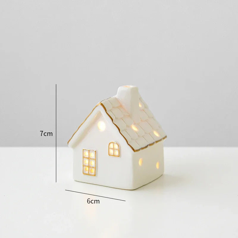 Light-Up Ceramic Christmas Village Buildings – Set of 3 Christmas Village Decor PLUSH Small Forest House