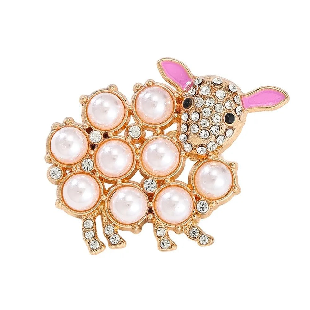 Vintage Zodiac Sheep Enamel Brooch | Rhinestone Lamb Lapel Pin Enamel Brooch PLUSH Style H