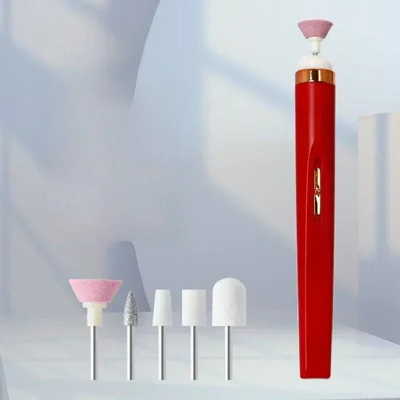 Electric Nail Drill – USB Rechargeable Portable Manicure Pen Electric Nail Drill PLUSH Red