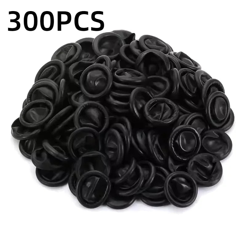 Disposable Latex Finger Cots 50/100/300pcs – Anti-Slip Powder Free Disposable Finger Cots PLUSH Black-300PCS