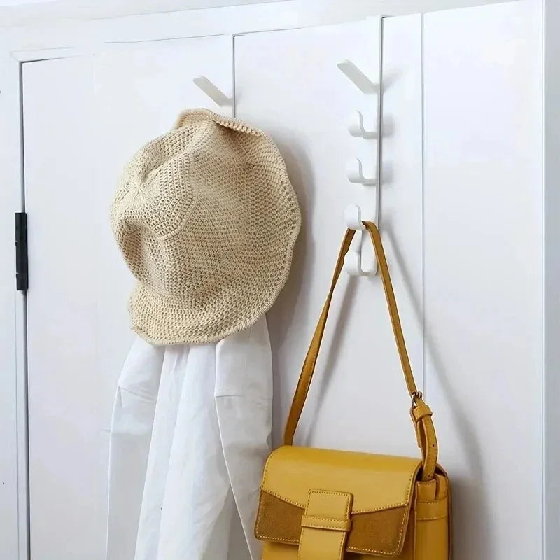 Over The Door Hanging Rack – 5-Hook Plastic Organizer Door Hook Rack PLUSH