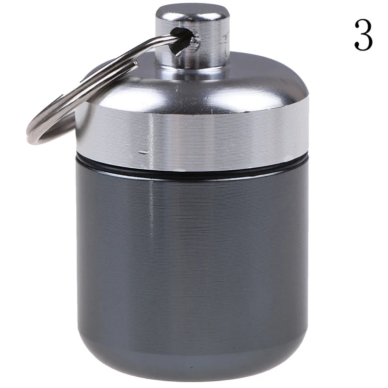 Waterproof Mini Pill Box Keychain – Aluminum Travel Case Pill Box Keychain PLUSH C