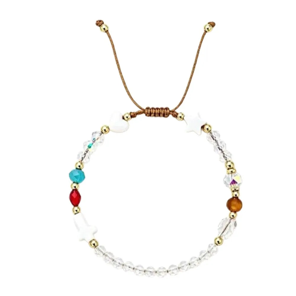 Adjustable Cross Crystal Bead Bracelet – Colorful Boho Bangle Beaded Bangle Bracelet PLUSH Style 2