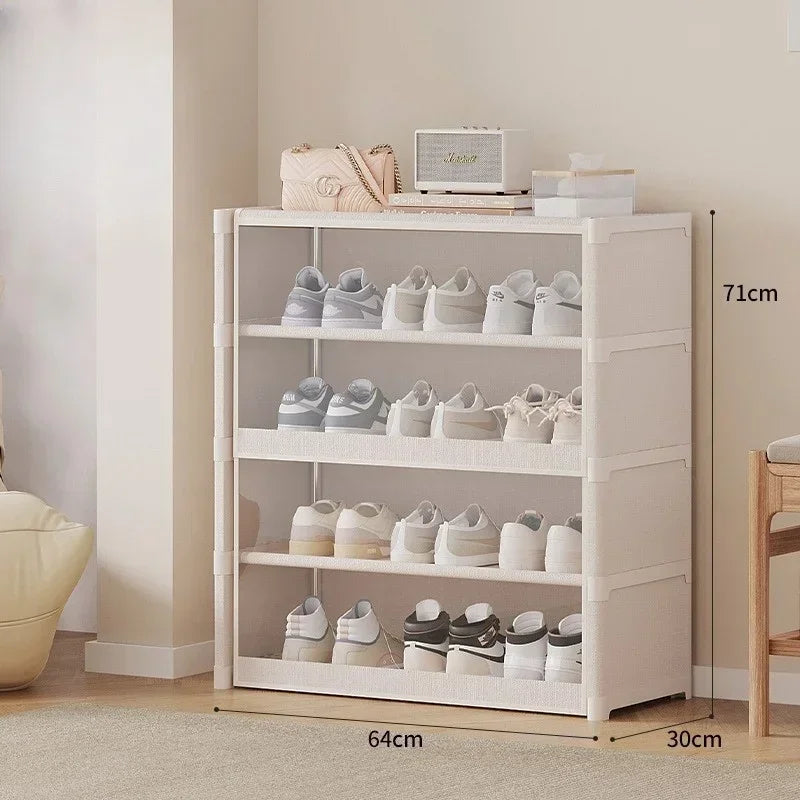 Multilayer Dustproof Shoe Rack Cabinet for Small Spaces Shoe Rack Cabinet PLUSH Beige 5 layer