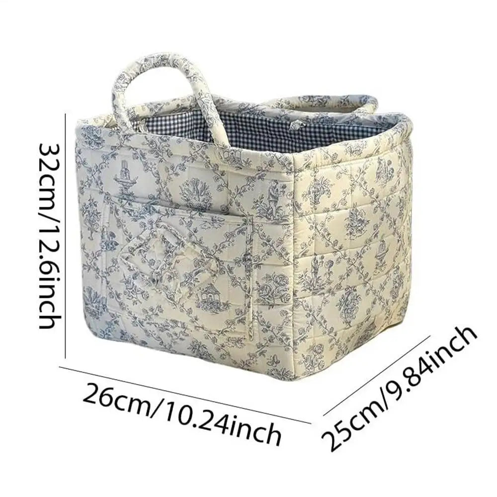 Vintage Floral Foldable Storage Basket with Handles | Boho Fabric Storage Basket PLUSH 01