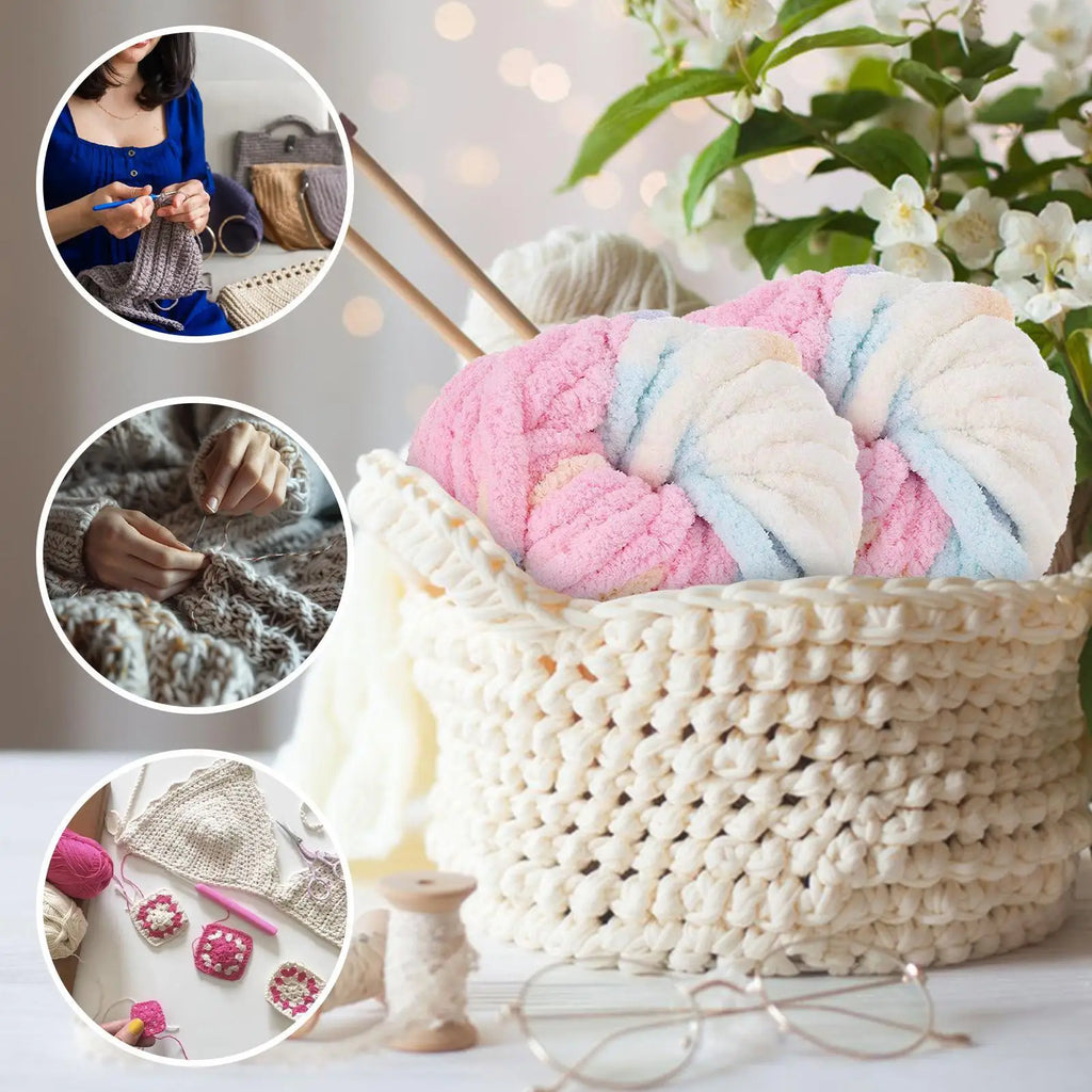 Ultra-Soft Thick Chenille Yarn for Blankets & Knitting Chunky Chenille Yarn PLUSH