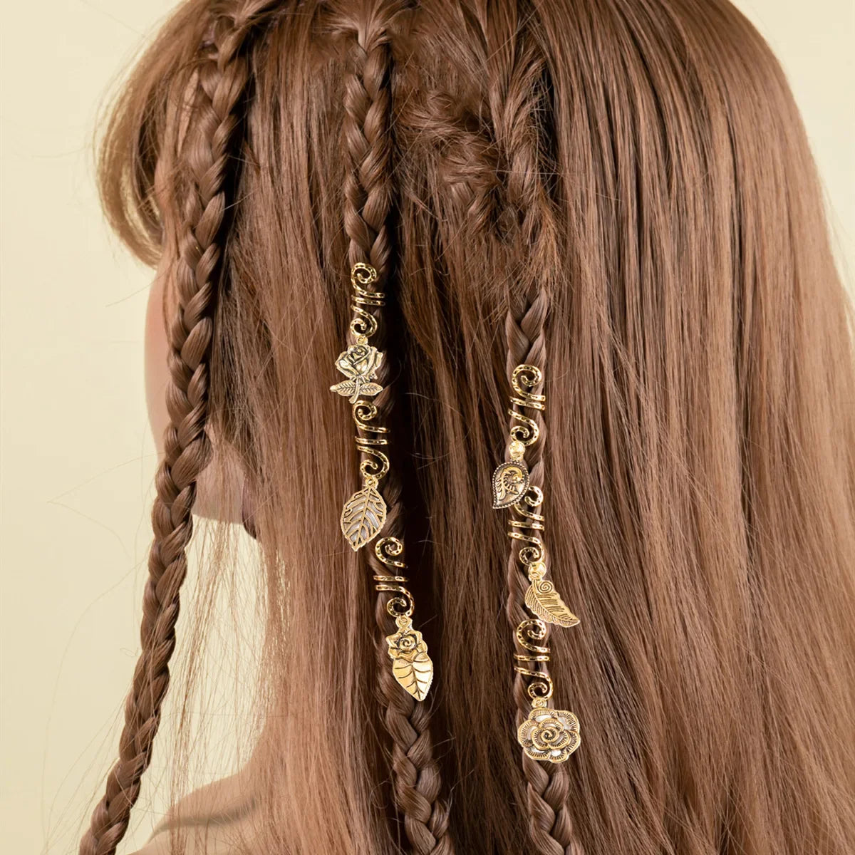 6pcs Gold Dreadlock Beads – Adjustable Hair Braid Cuff Clips Hair Braid Beads PLUSH No.2