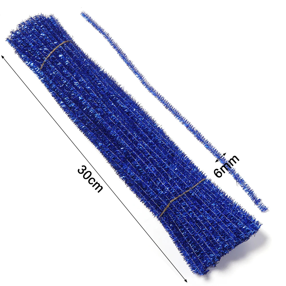 100pcs Glitter Chenille Pipe Cleaners – Colorful DIY Craft Stems Craft Pipe Cleaners PLUSH