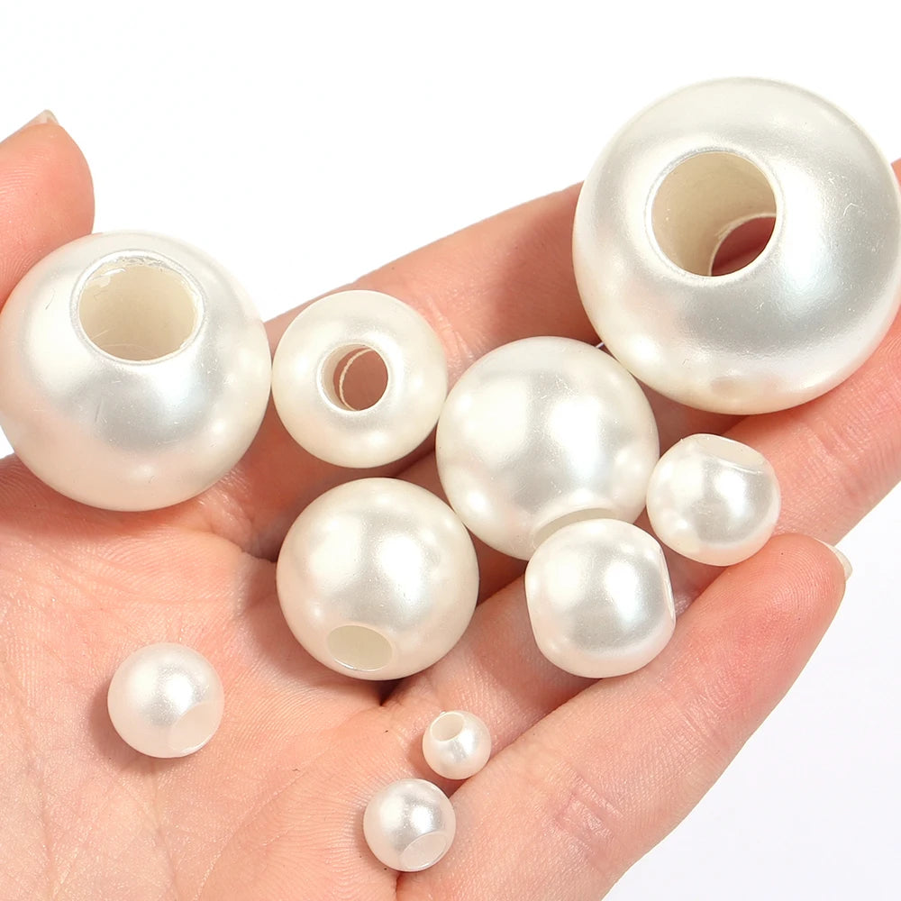 Vintage ABS Imitation Pearl Big Hole Spacer Beads – DIY Jewelry Pearl Spacer Beads PLUSH
