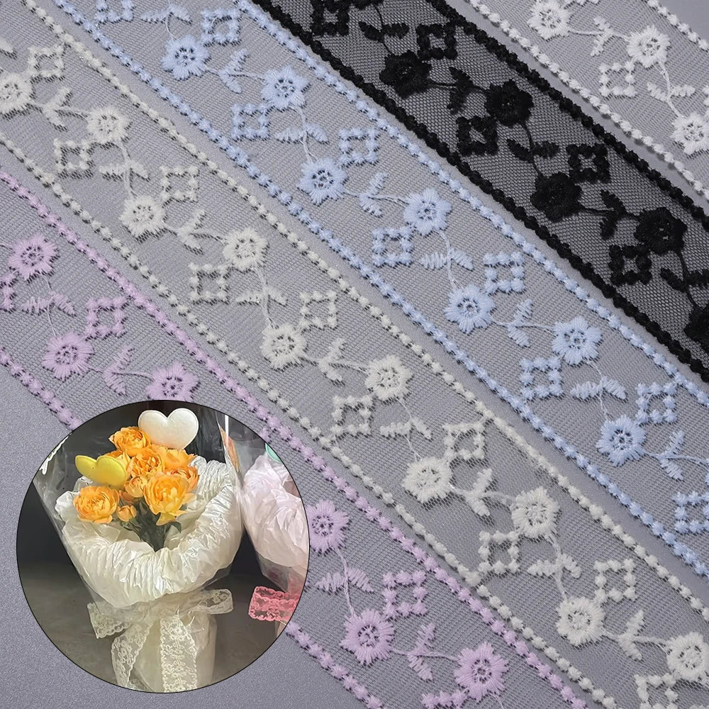5 Yards Mesh Embroidery Lace Trim Ribbon 4cm – DIY Craft Lace Trim Ribbon PLUSH