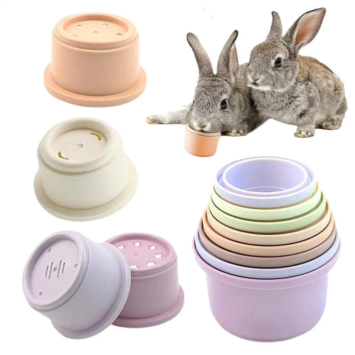 8-Piece Stacking Cups Toy Set for Rabbits & Small Pets Small Pet Toy Set PLUSH