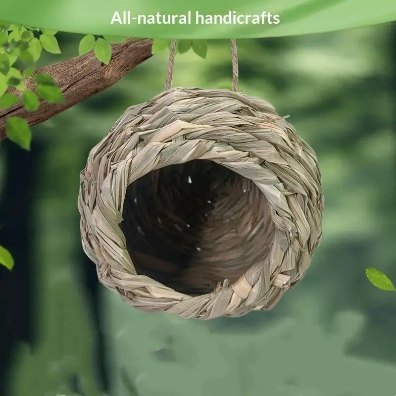Woven Hanging Bird Nest | Natural Grass Birdhouse for Garden Hanging Bird Nest PLUSH