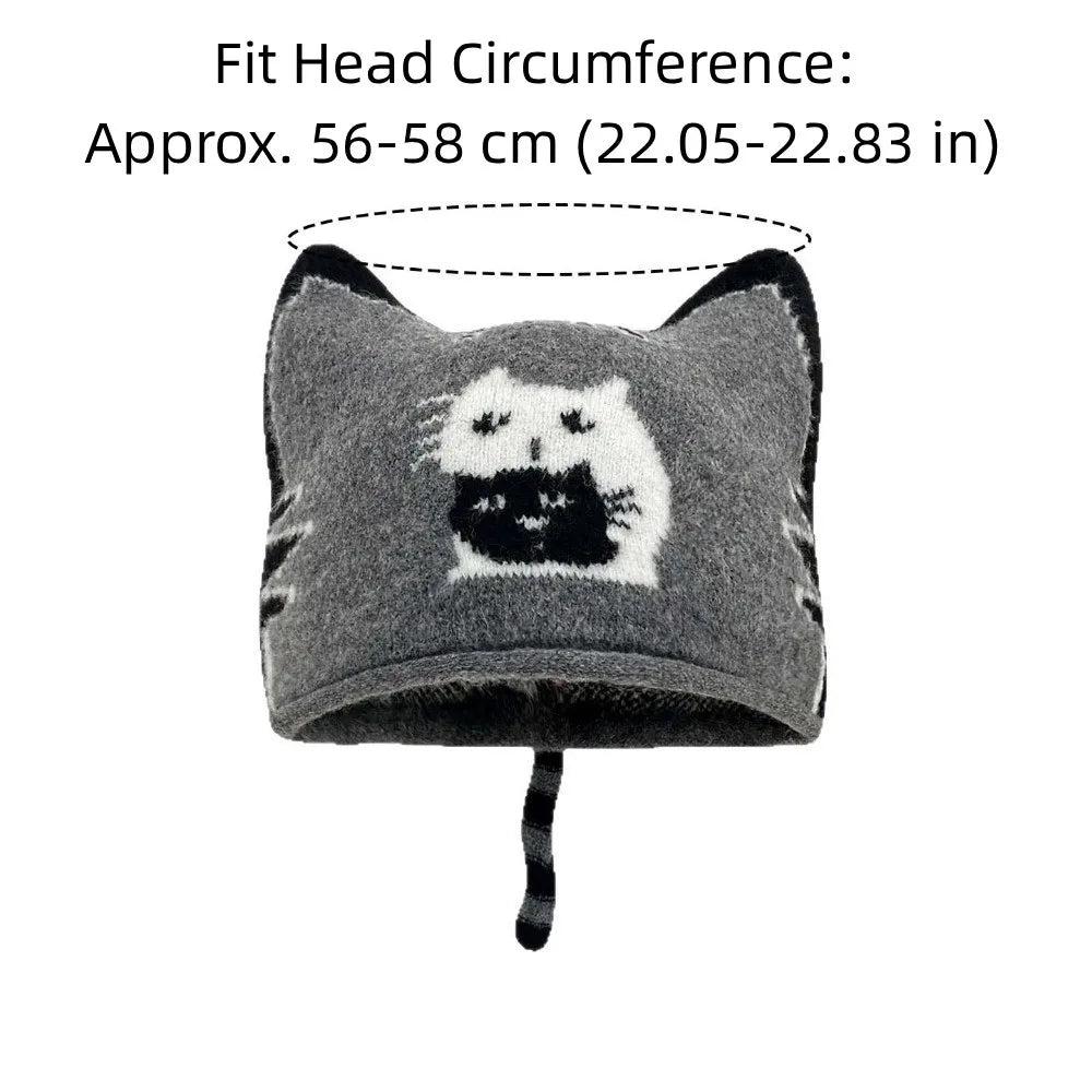 Kawaii Cat Ear Beanie – Cute Knit Winter Cap for Women Knit Beanie Hat PLUSH