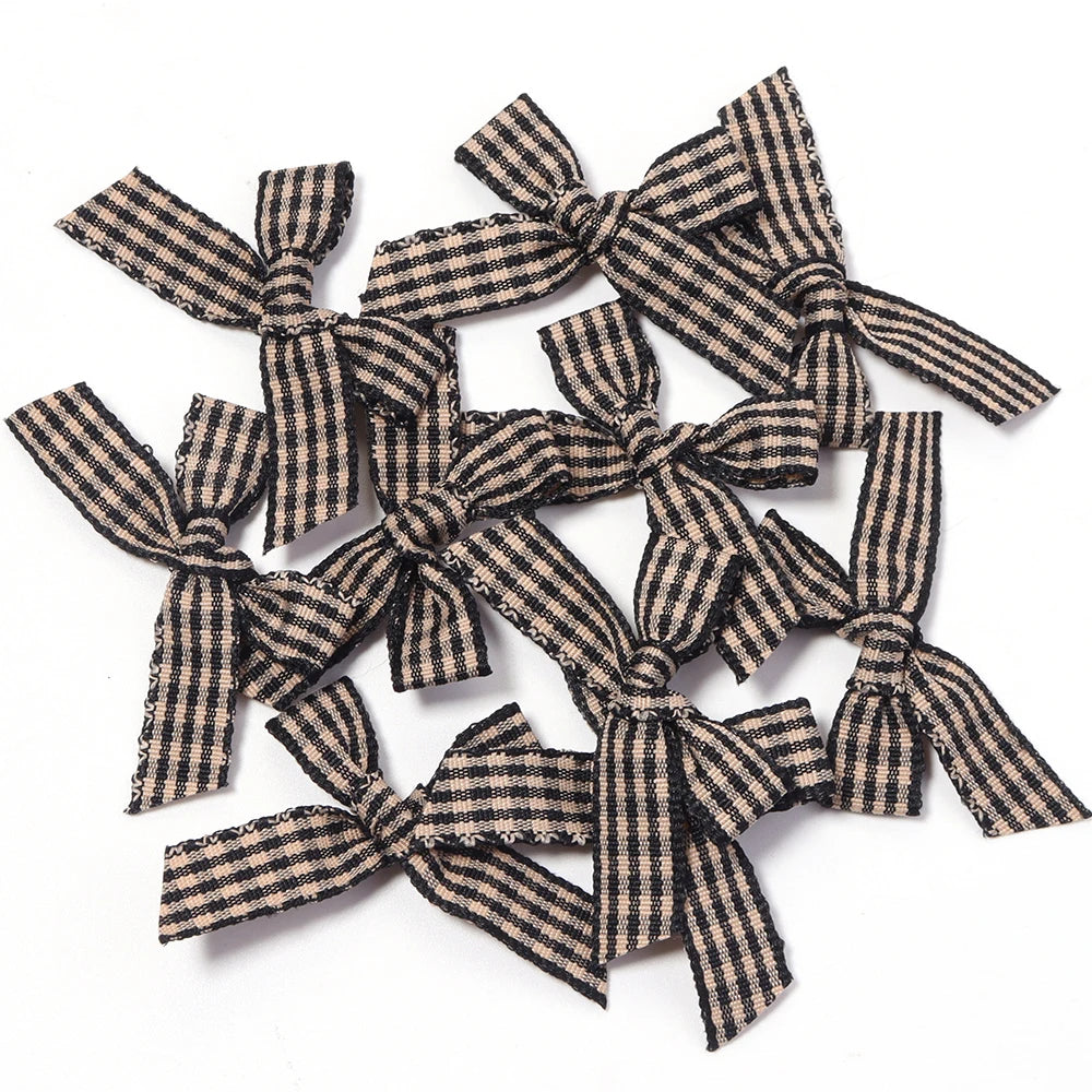 20pcs Plaid Ribbon Bows – DIY Hair Clips & Jewelry Crafts Ribbon Bow Embellishments PLUSH 02