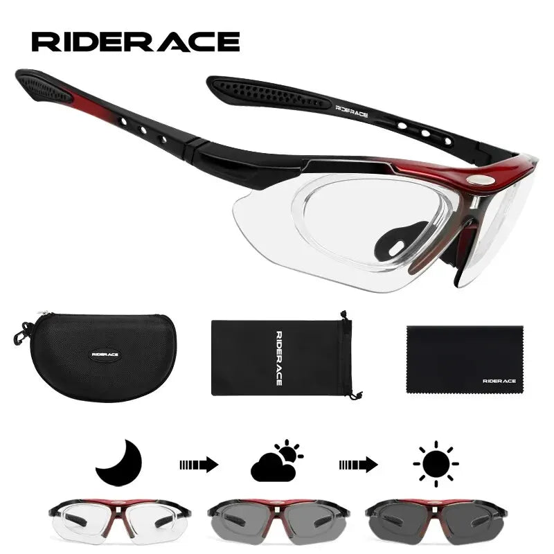 RIDERACE Photochromic Cycling Sunglasses MTB Road Bike UV Cycling Sunglasses PLUSH