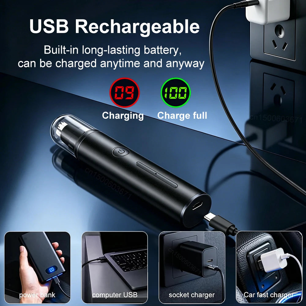Raugee 3-in-1 Mini Electric Nose Hair Trimmer USB Rechargeable Nose Hair Trimmer PLUSH