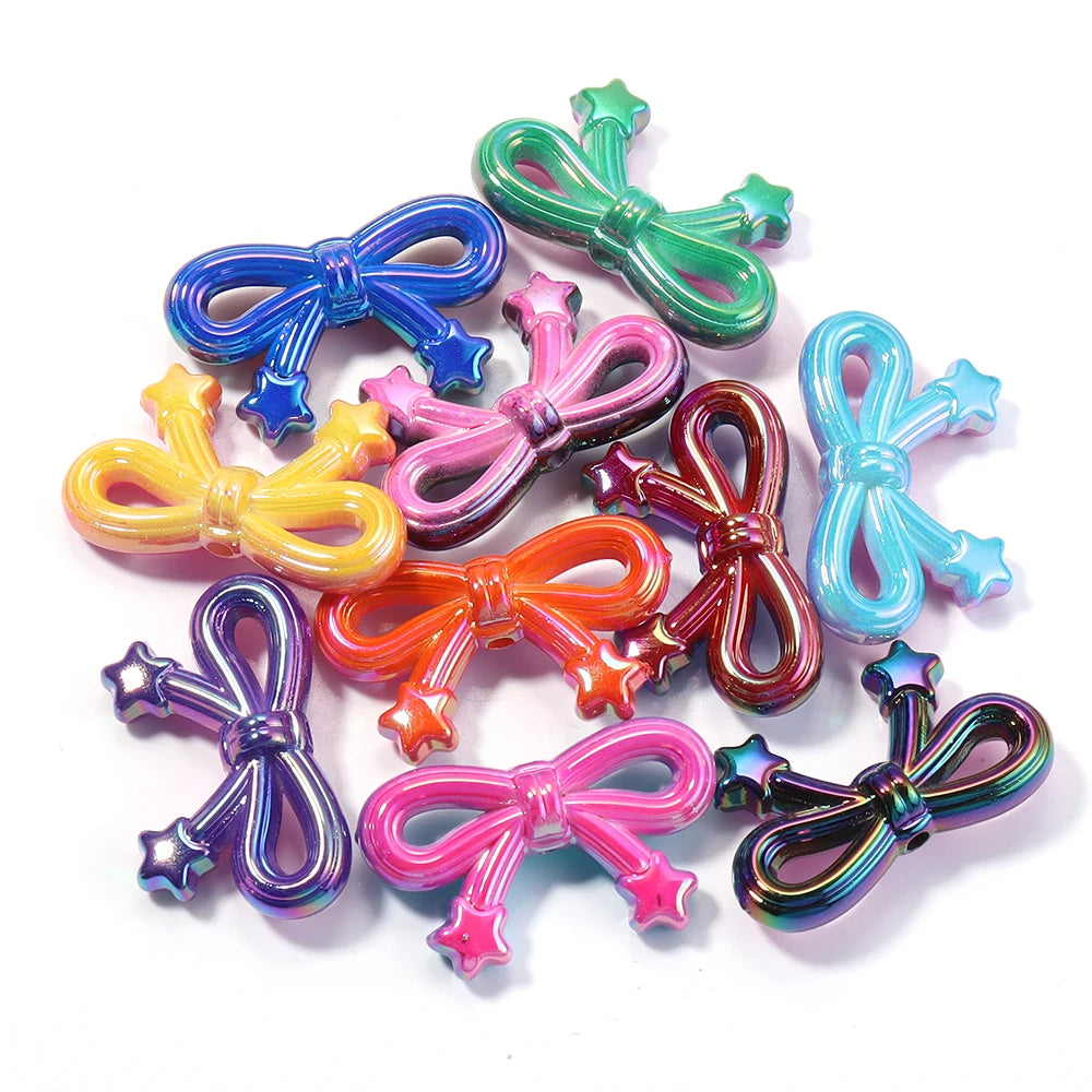 10pcs Multicolor Bow Acrylic Beads 19x33mm – DIY Jewelry Making Acrylic Spacer Beads PLUSH Color 04