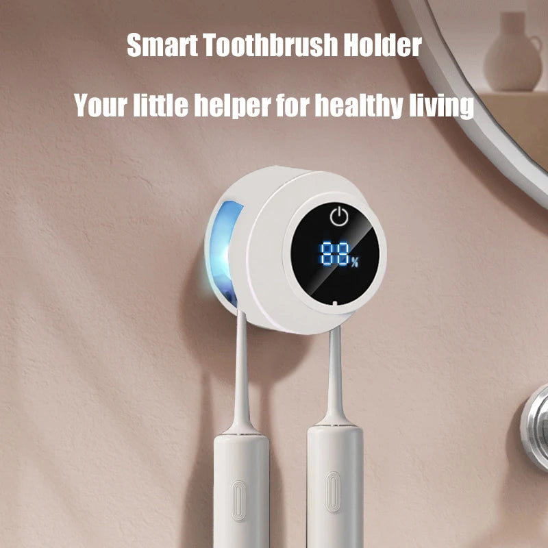 Wall Mounted Toothbrush Holder with UV Sterilizer – 2 Slots Toothbrush Holder PLUSH