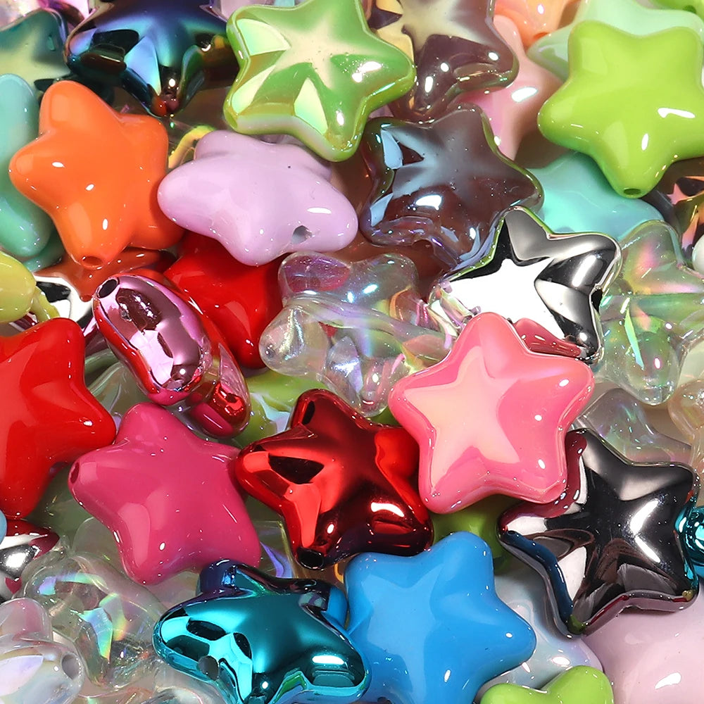 10pcs 20mm Star Acrylic Spacer Beads – Multicolor DIY Jewelry Acrylic Spacer Beads PLUSH