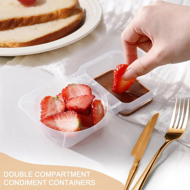 Double Compartment Seasoning & Snack Containers with Lid 5–40pcs Food Storage Container PLUSH