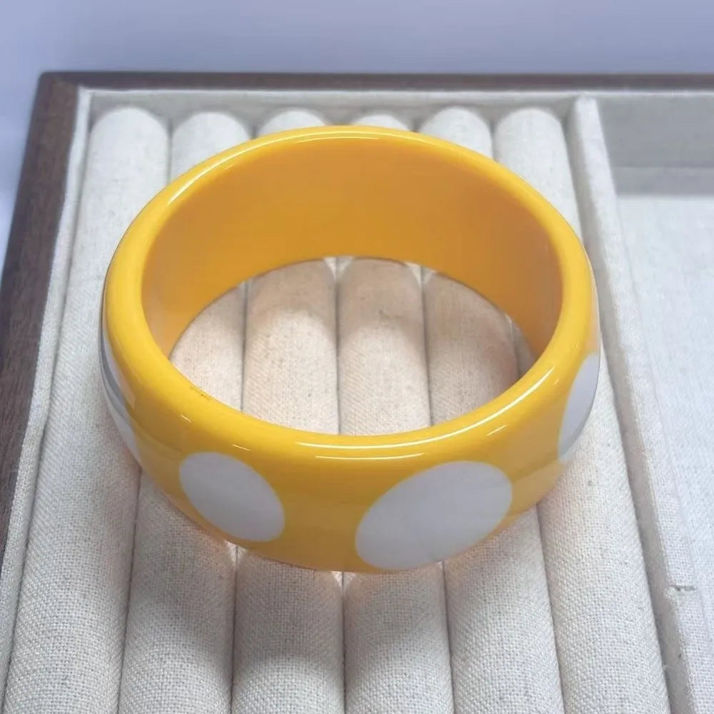 Vintage Resin Polka Dot Bangle – Punk Stackable Cuff Bracelet Cuff Bangle Bracelet PLUSH Style F