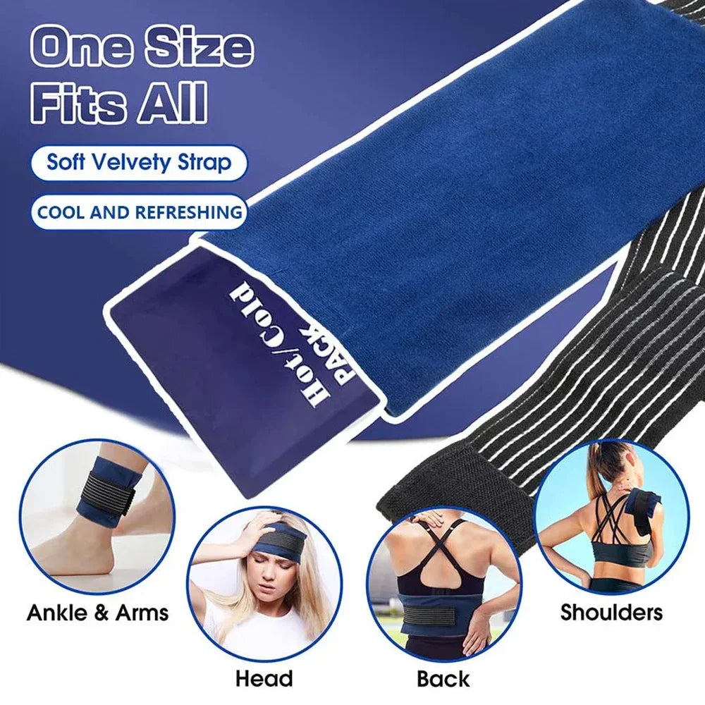 Reusable Gel Ice Pack Adjustable Strap – Hot Cold Compress Wrap Hot Cold Compress Wrap PLUSH