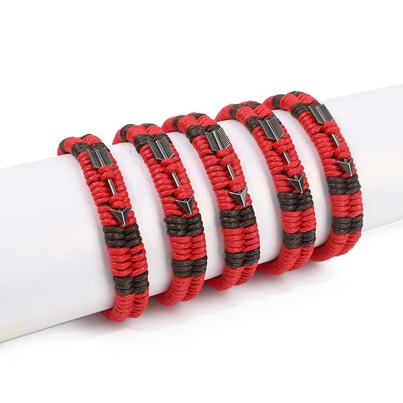 Hand-Woven Bow & Arrow Couple Bracelet – Red Rope Charm Charm Bracelet PLUSH