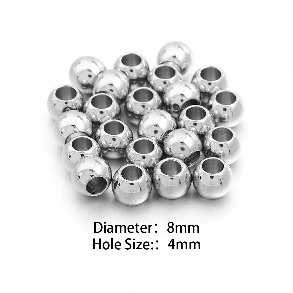 Silver Stainless Steel Big Hole Spacer Beads | DIY Jewelry Jewelry Spacer Beads PLUSH 8mm hole4mm 20pcs