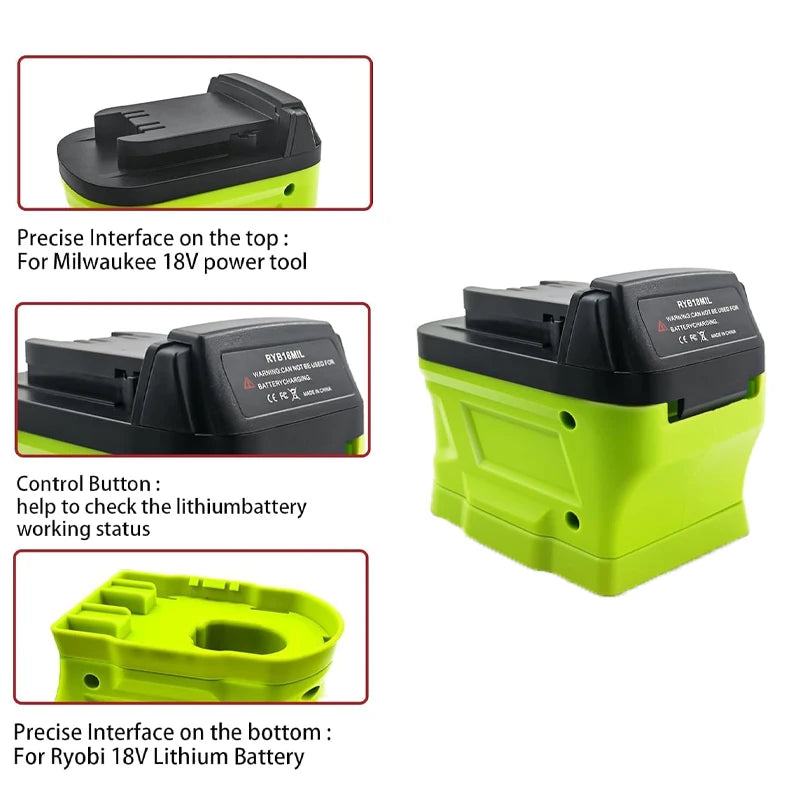 Ryobi 18V ONE+ Battery Adapter Converter for Milwaukee 18V Tools Battery Adapter Converter PLUSH
