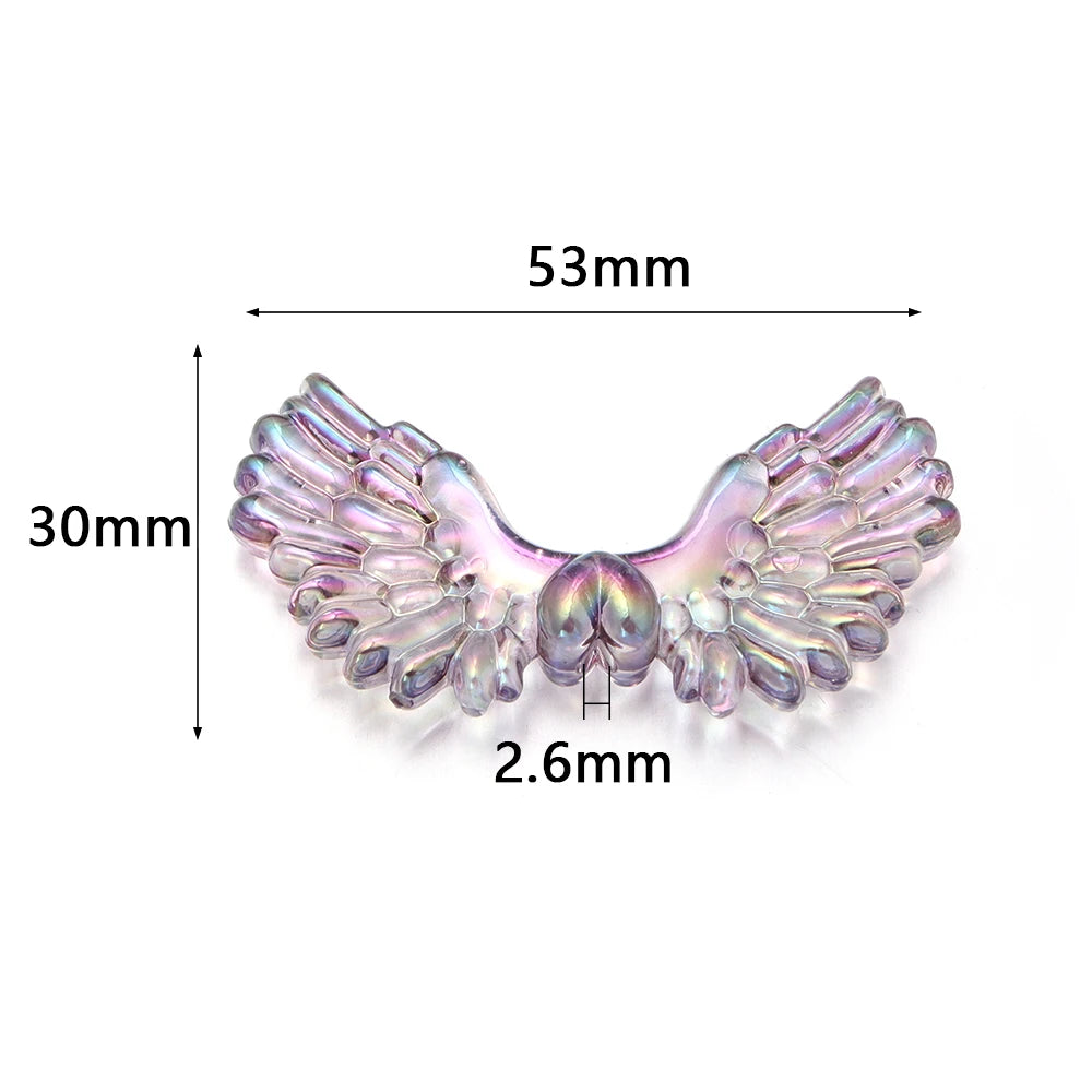 5pcs AB Angel Wings Acrylic Spacer Beads – DIY Jewelry Making Acrylic Spacer Beads PLUSH