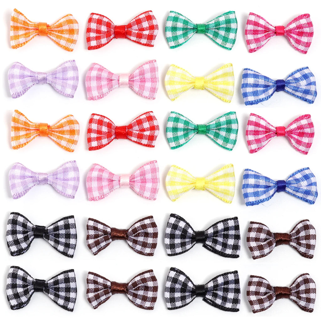 30pcs Mini Scottish Tartan Satin Ribbon Bows – DIY Hair & Craft Satin Ribbon Bows PLUSH