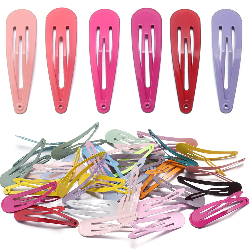 50pcs Metal Candy Color BB Waterdrop Hair Clips Y2K Girls BB Hair Clips PLUSH