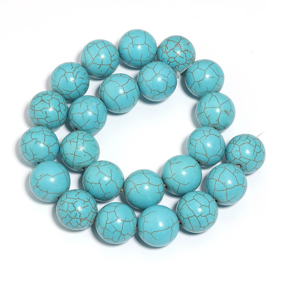 Blue Howlite Turquoise Stone Round Spacer Beads – DIY Jewelry Stone Spacer Beads PLUSH 18mm-ap20pcs