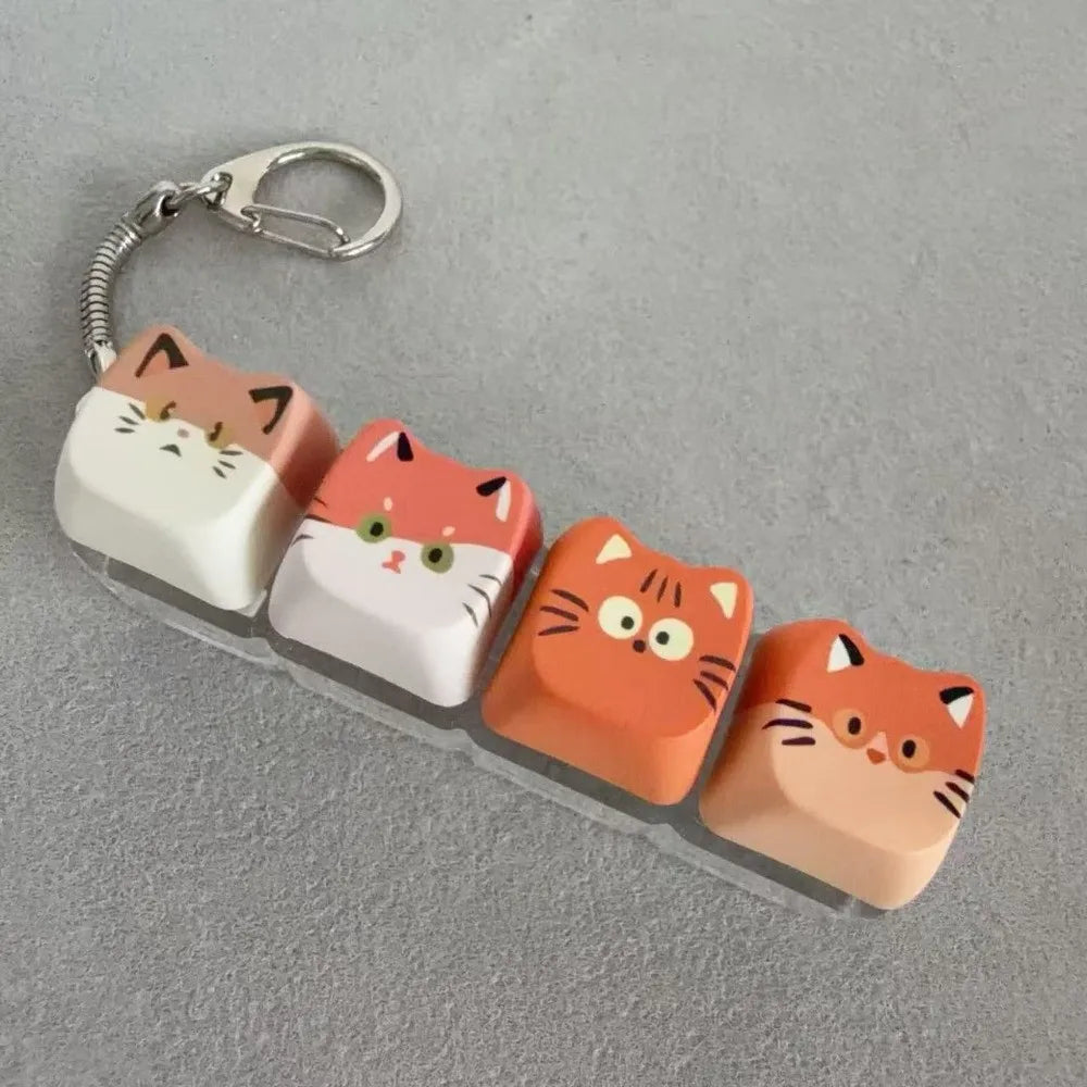 Kawaii Cat Fidget Clicker Keychain – 4-Key Keycap Design Fidget Keychain PLUSH 6