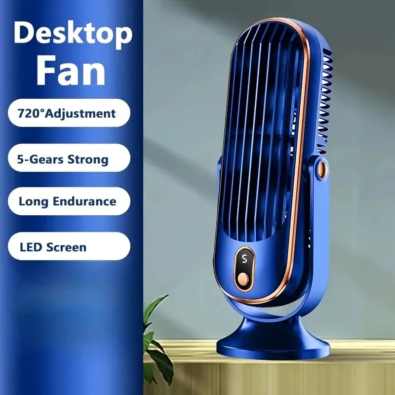 Portable Air Cooler Fan – 5-Speed 720° Dual Motor Cooling Portable Cooling Fan PLUSH Blue