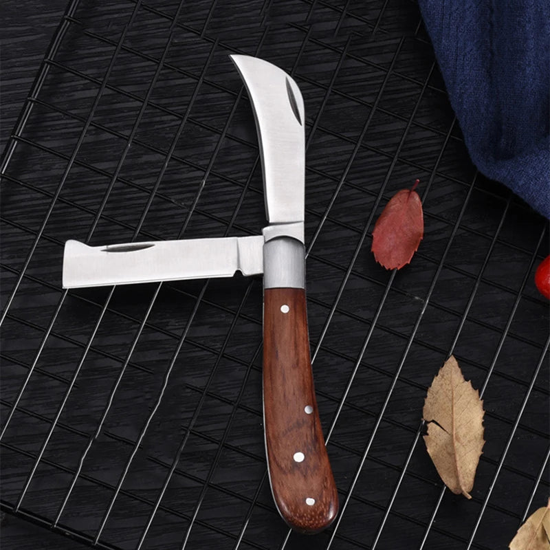 Stainless Steel Folding Grafting Knife Wooden Handle – KOQZM Folding Pocket Knife PLUSH