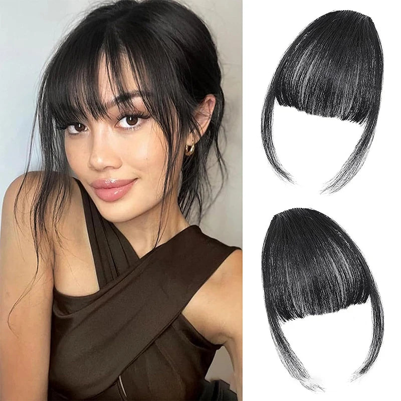 Clip-In Synthetic Air Bangs & Sideburns Hairpiece Black Brown Clip-In Hair Bangs PLUSH Black 1