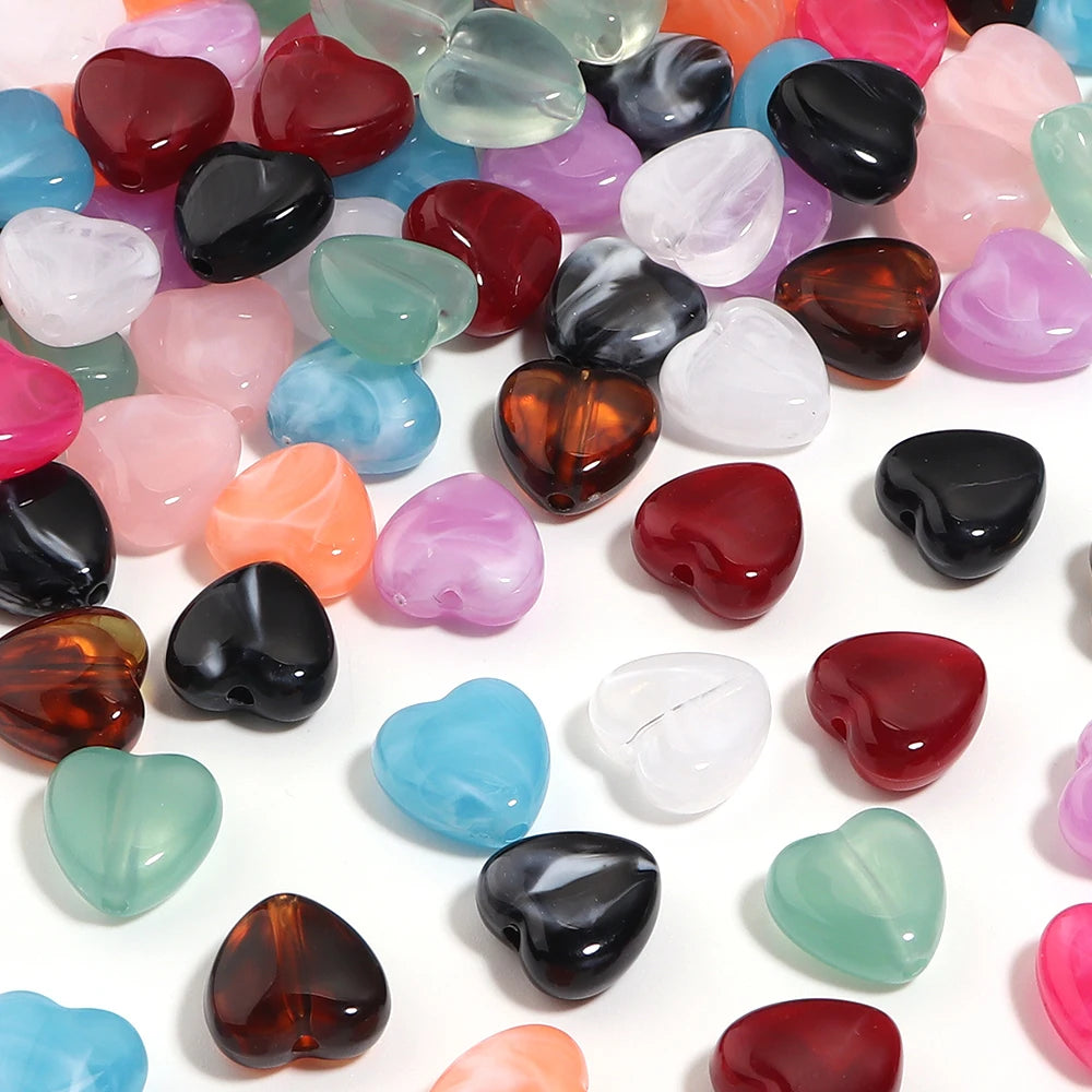 10pcs Colorful Acrylic Heart Spacer Beads 14mm – DIY Jewelry Acrylic Spacer Beads PLUSH