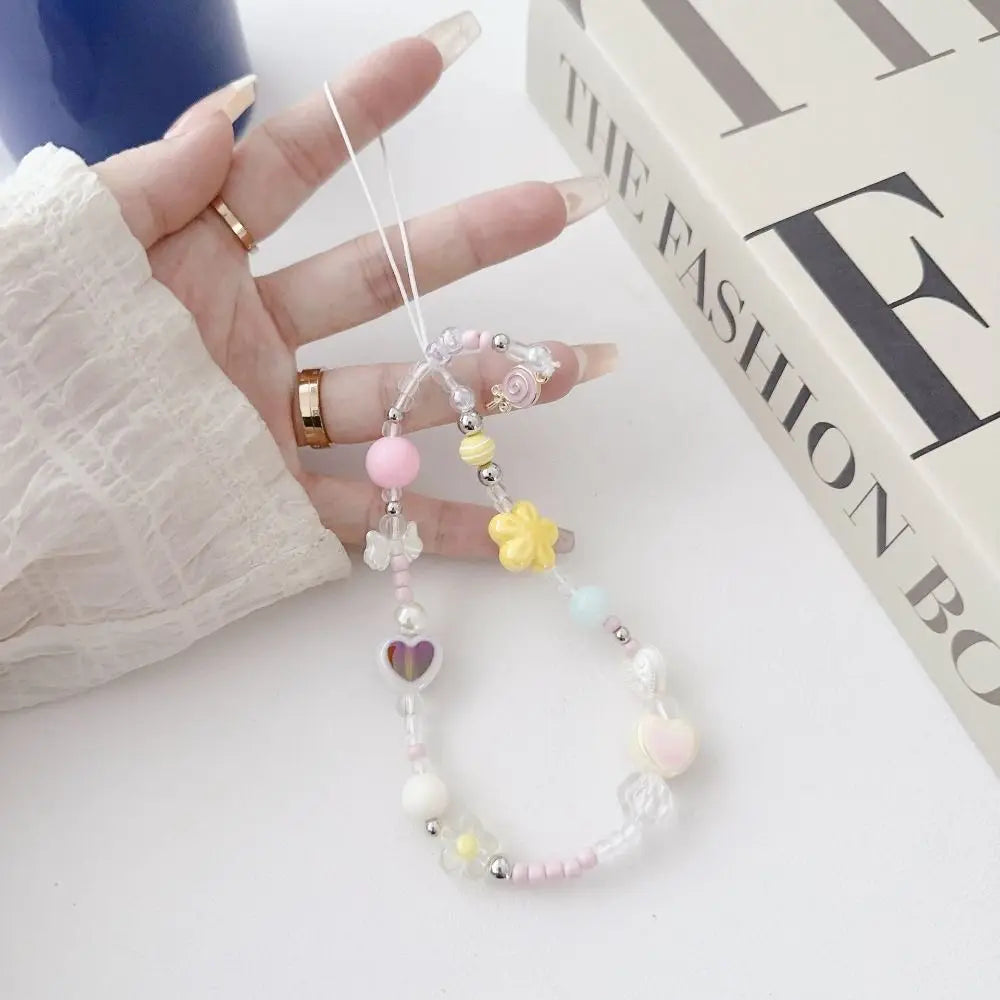 Y2K Burst Beads Phone Chain & Keychain – Colorful Mix Beaded Keychain Charm PLUSH Style D