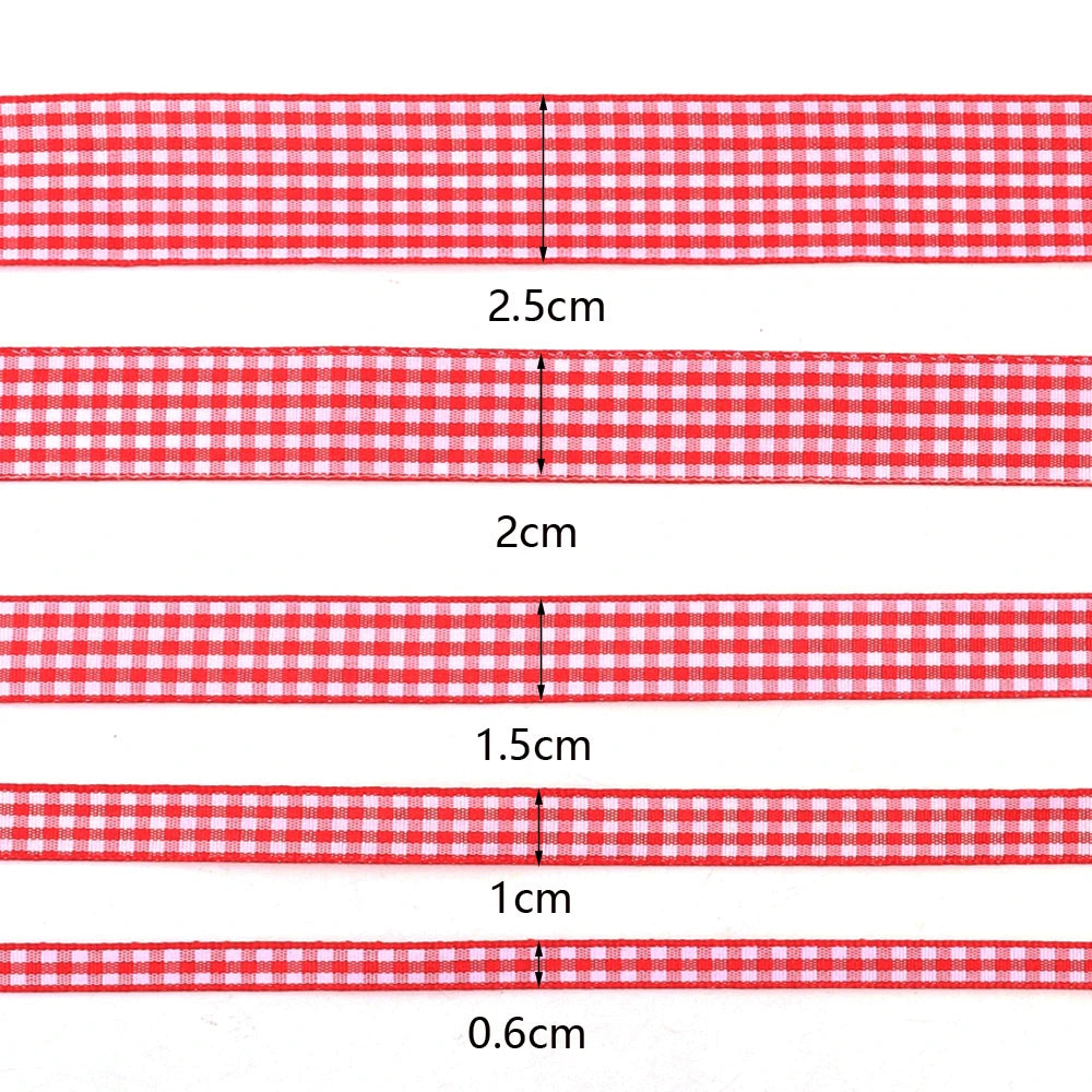 10 Yards Gingham Polyester Ribbon Tape – DIY Gift Wrapping Craft Ribbon Tape PLUSH Red 2.5cm