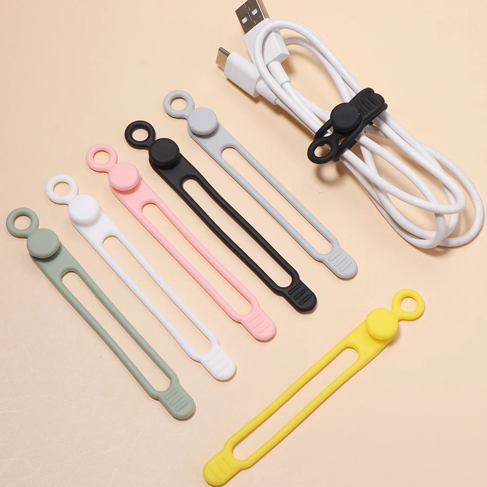 4pcs Silicone Cable Ties Multicolor Reusable Cord Organizer Cable Organizer Ties PLUSH