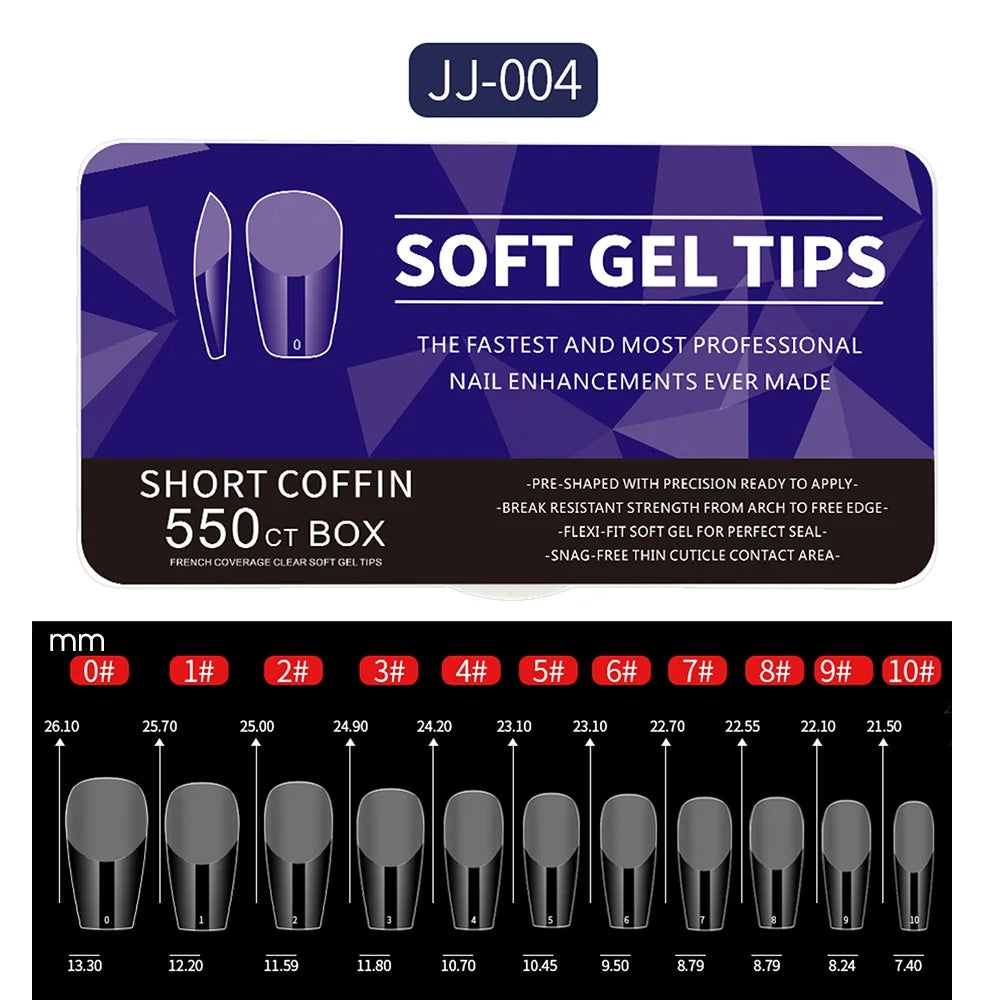 550pcs Frosted Nail Tips – Almond Coffin Press On False Nails Press On Nail Tips PLUSH JJ-004 Box