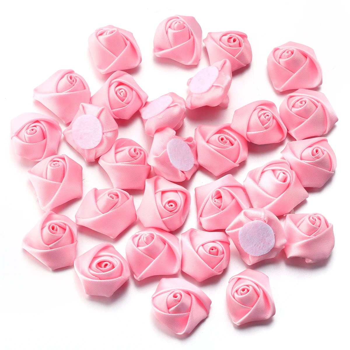 20pcs Mini Ribbon Rose Rosettes for DIY Hair Accessories & Crafts Hair Accessory Embellishments PLUSH Light Pink 3.5-4cm