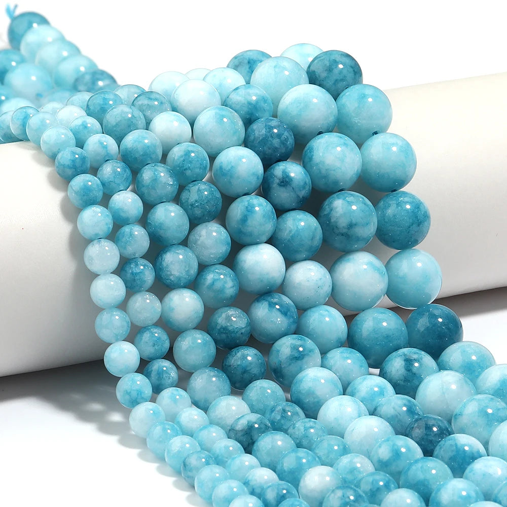 Blue Larimar Natural Stone Spacer Beads – 1 Strand for DIY Natural Stone Beads PLUSH