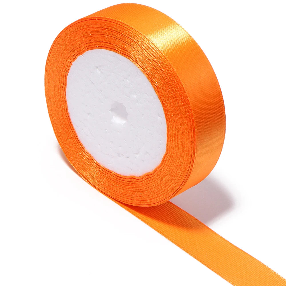 Orange Satin Ribbon 25 Yards – DIY Gifts & Wedding Décor Satin Craft Ribbon PLUSH 20mm 25yards