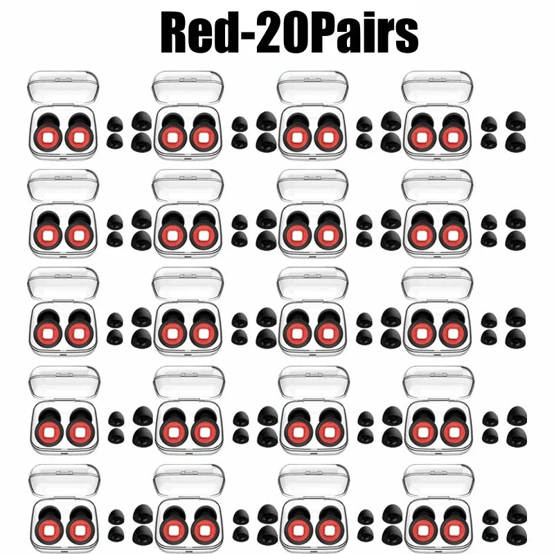 Silicone Earplugs Noise Reduction Soundproof Sleep Ear Plugs Noise Reduction Earplugs PLUSH Red-20Pairs