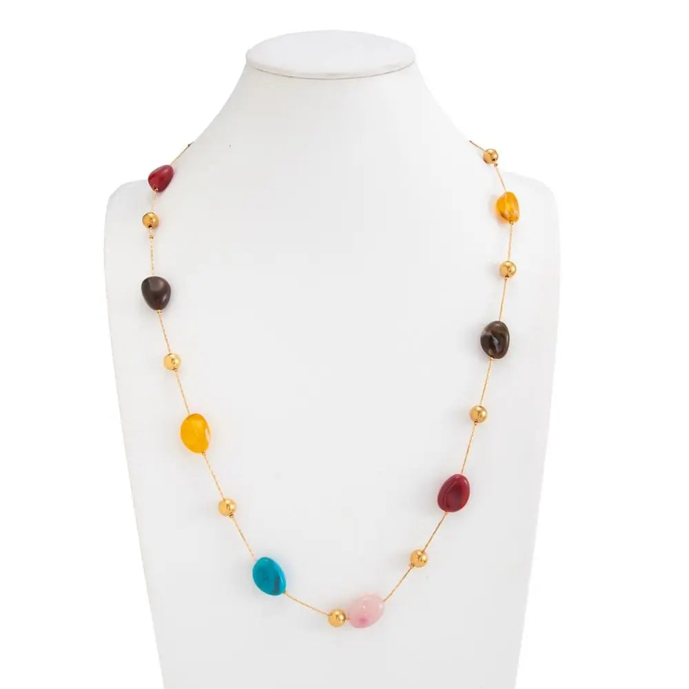 Vintage Y-Shape Colorful Beaded Bohemian Layered Necklace Beaded Pendant Necklace PLUSH